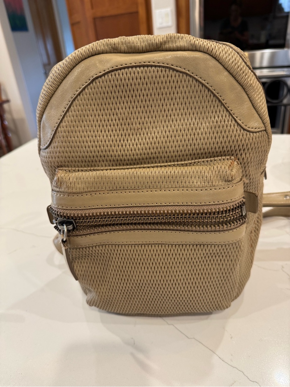 Frye Women’s light tan leather backpack